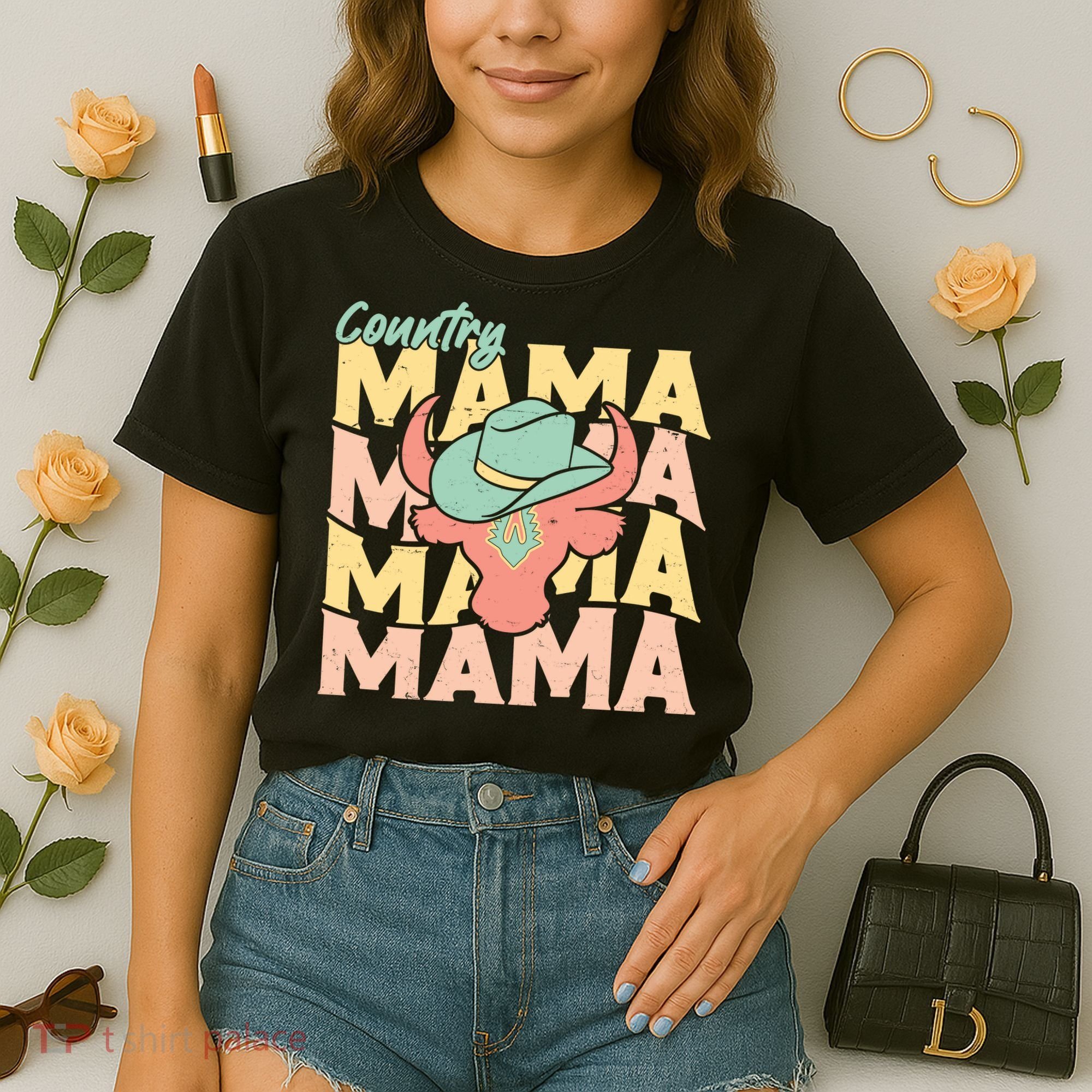 Country Mama Cowgirl Cute Mom Gift Comfort Colors Boxy T-Shirt