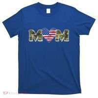 Cute Military Camouflage Mom American USA Flag Heart T-Shirt thumb 0