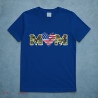 Cute Military Camouflage Mom American USA Flag Heart T-Shirt thumb 5