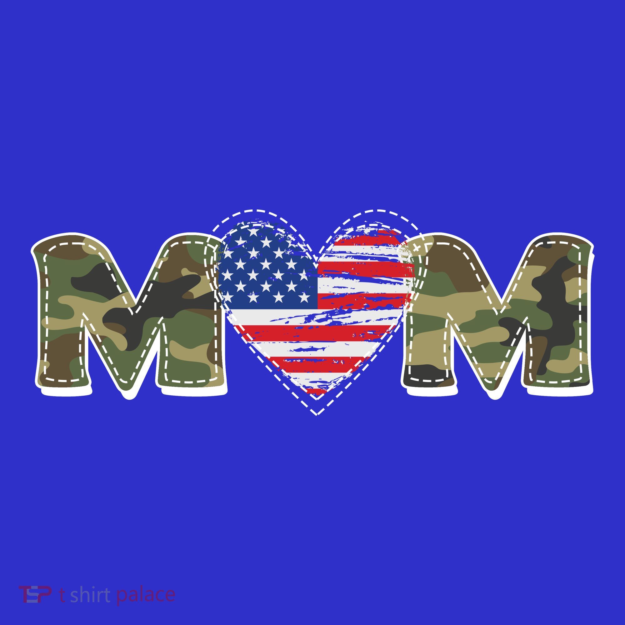Cute Military Camouflage Mom American USA Flag Heart T-Shirt