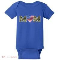 Cute Military Camouflage Mom American USA Flag Heart Baby Bodysuit thumb 0