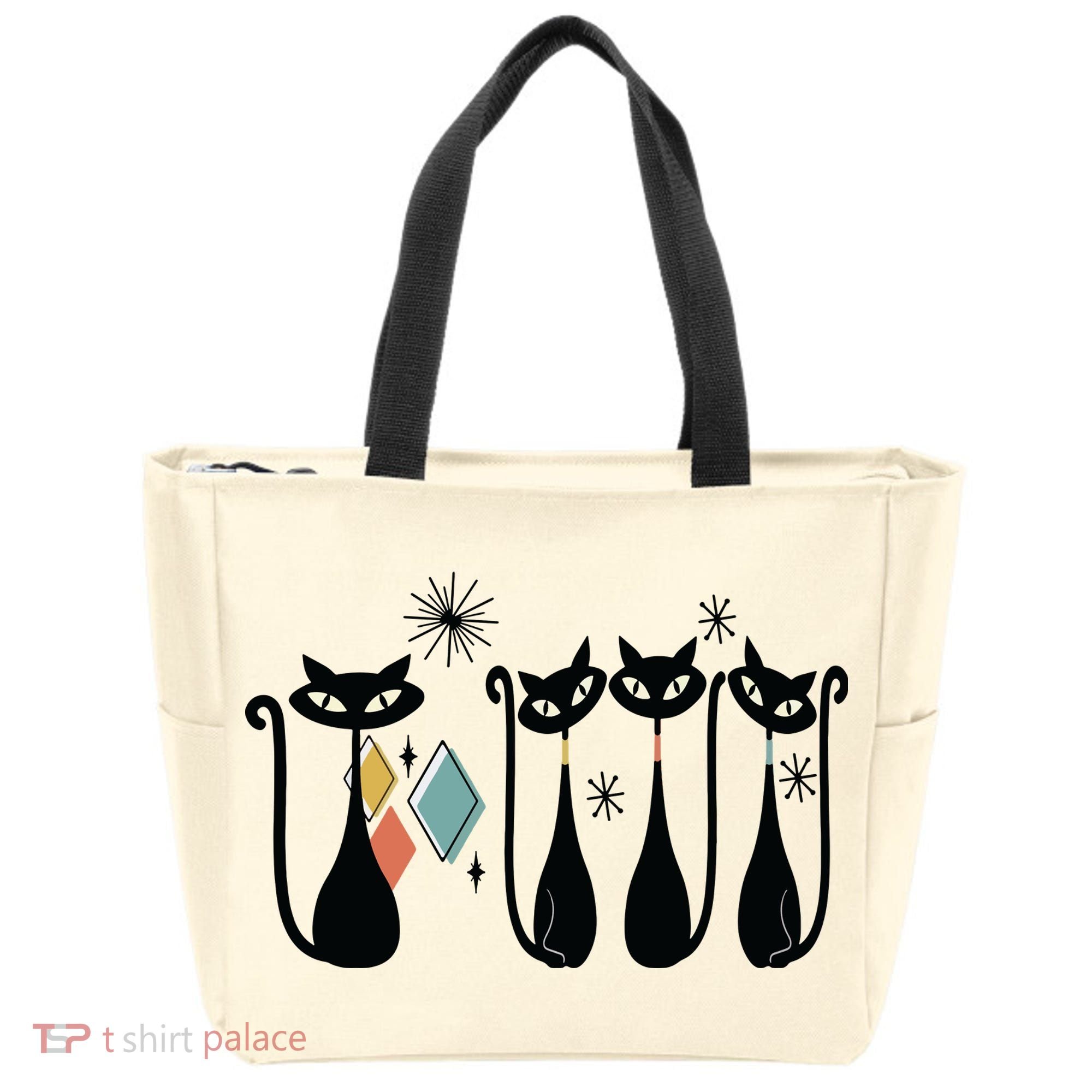 Cat Mid Century Cats 50s Cats Atomic Cats Tote Bag