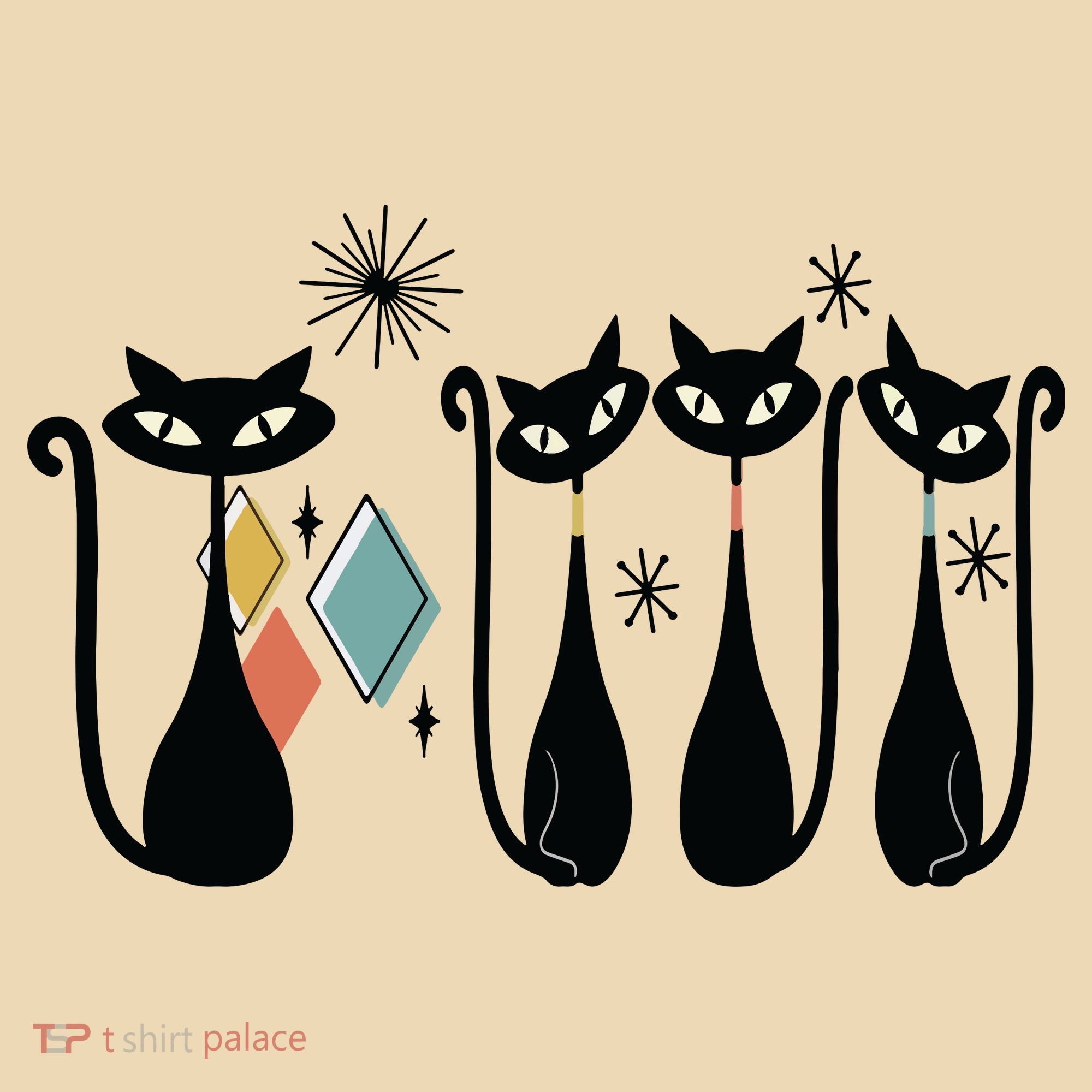 Cat Mid Century Cats 50s Cats Atomic Cats Tote Bag