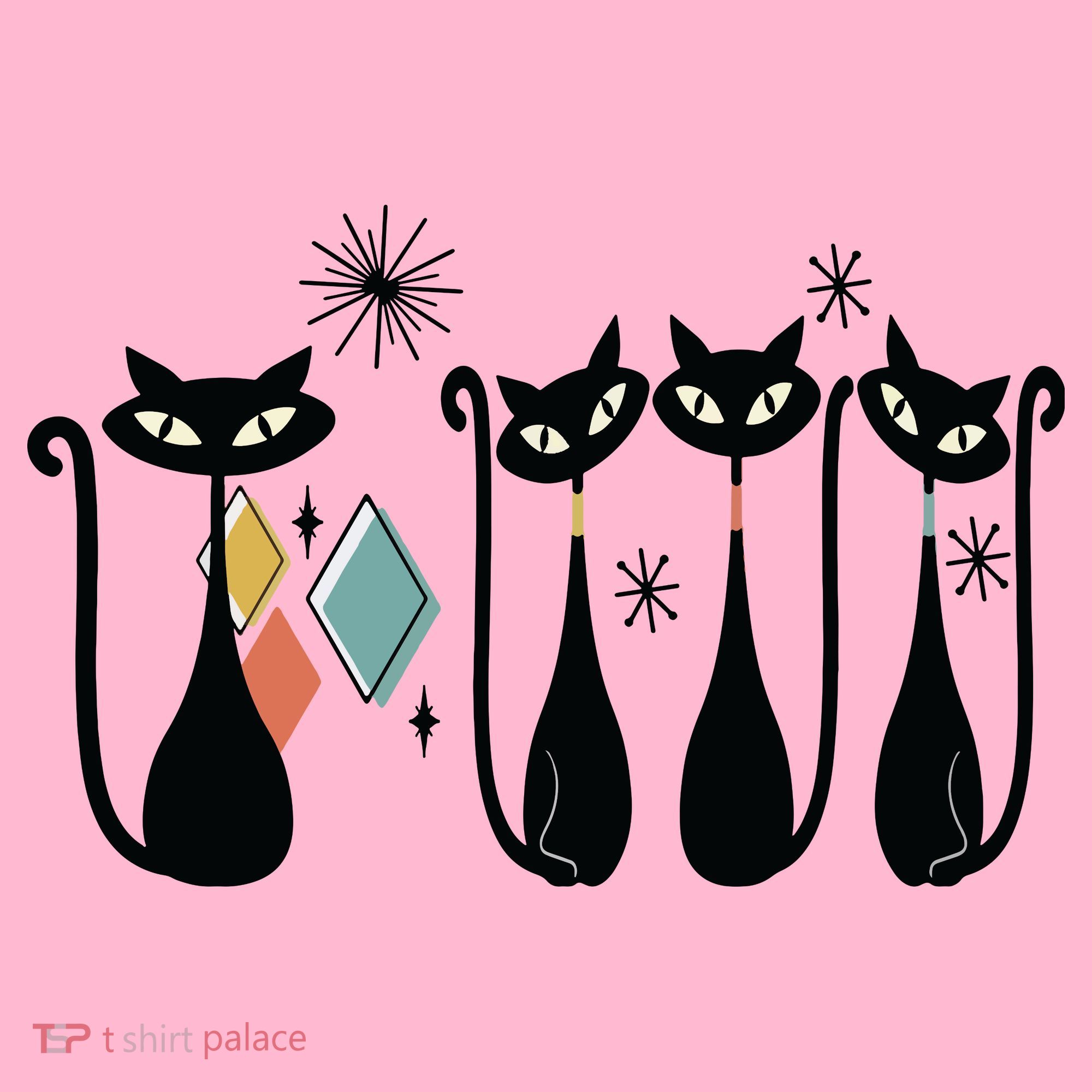 Cat Mid Century Cats 50s Cats Atomic Cats Coaster