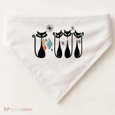 Cat Mid Century Cats 50s Cats Atomic Cats USA-Made Doggie Bandana