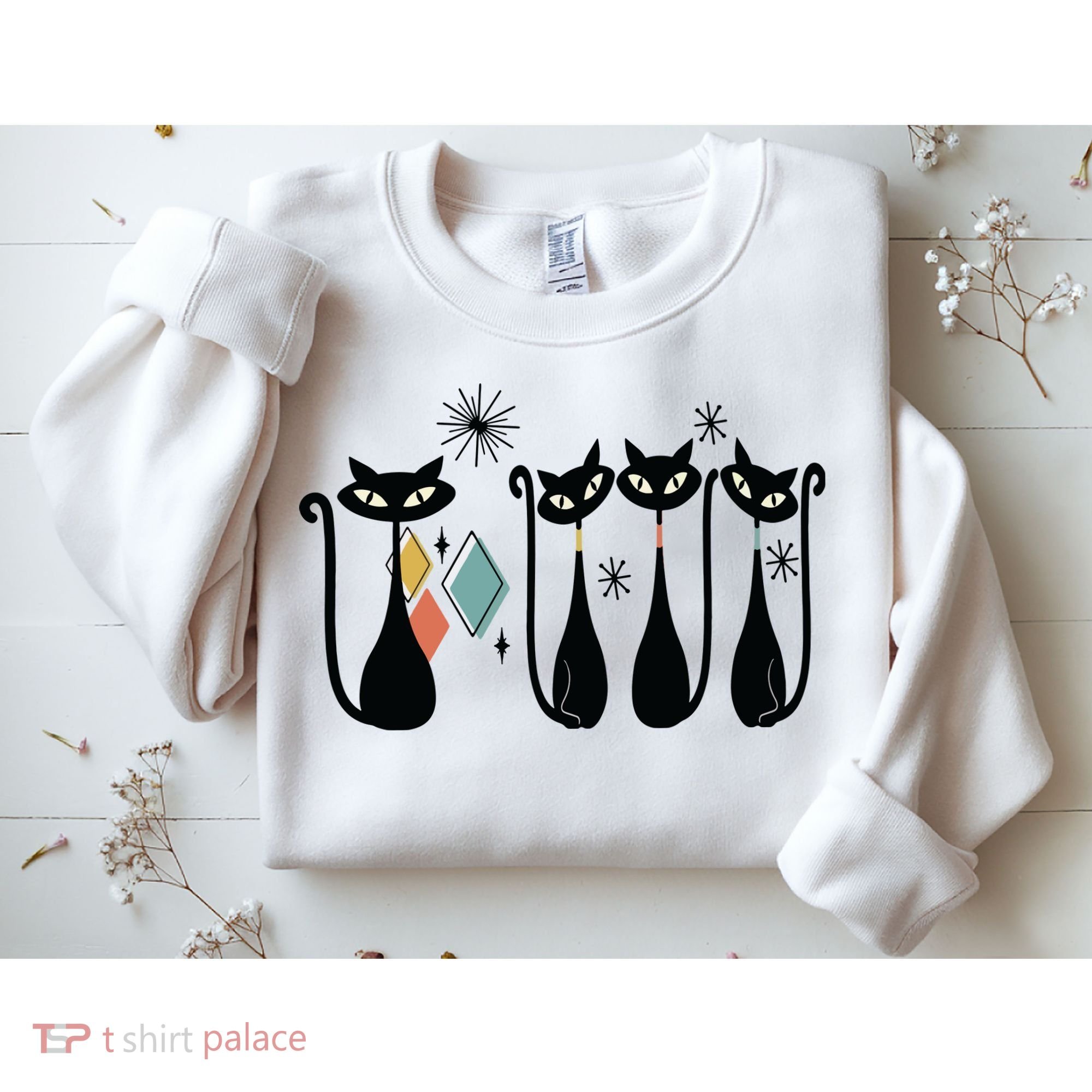 Cat Mid Century Cats 50s Cats Atomic Cats Sweatshirt