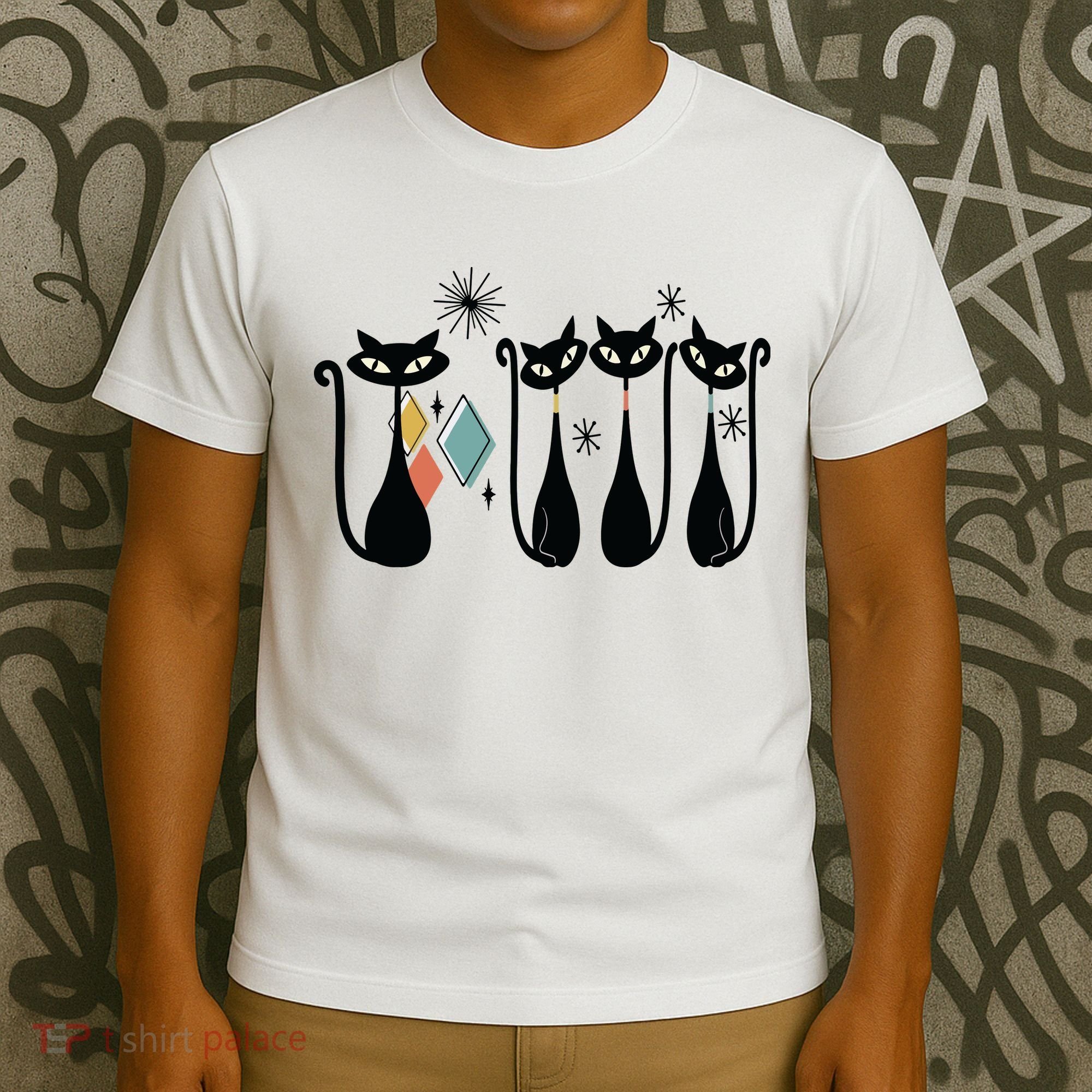 Cat Mid Century Cats 50s Cats Atomic Cats T-Shirt
