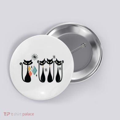 Cat Mid Century Cats 50s Cats Atomic Cats Button