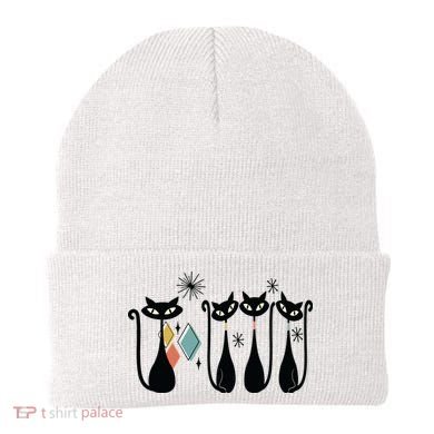 Cat Mid Century Cats 50s Cats Atomic Cats Beanie