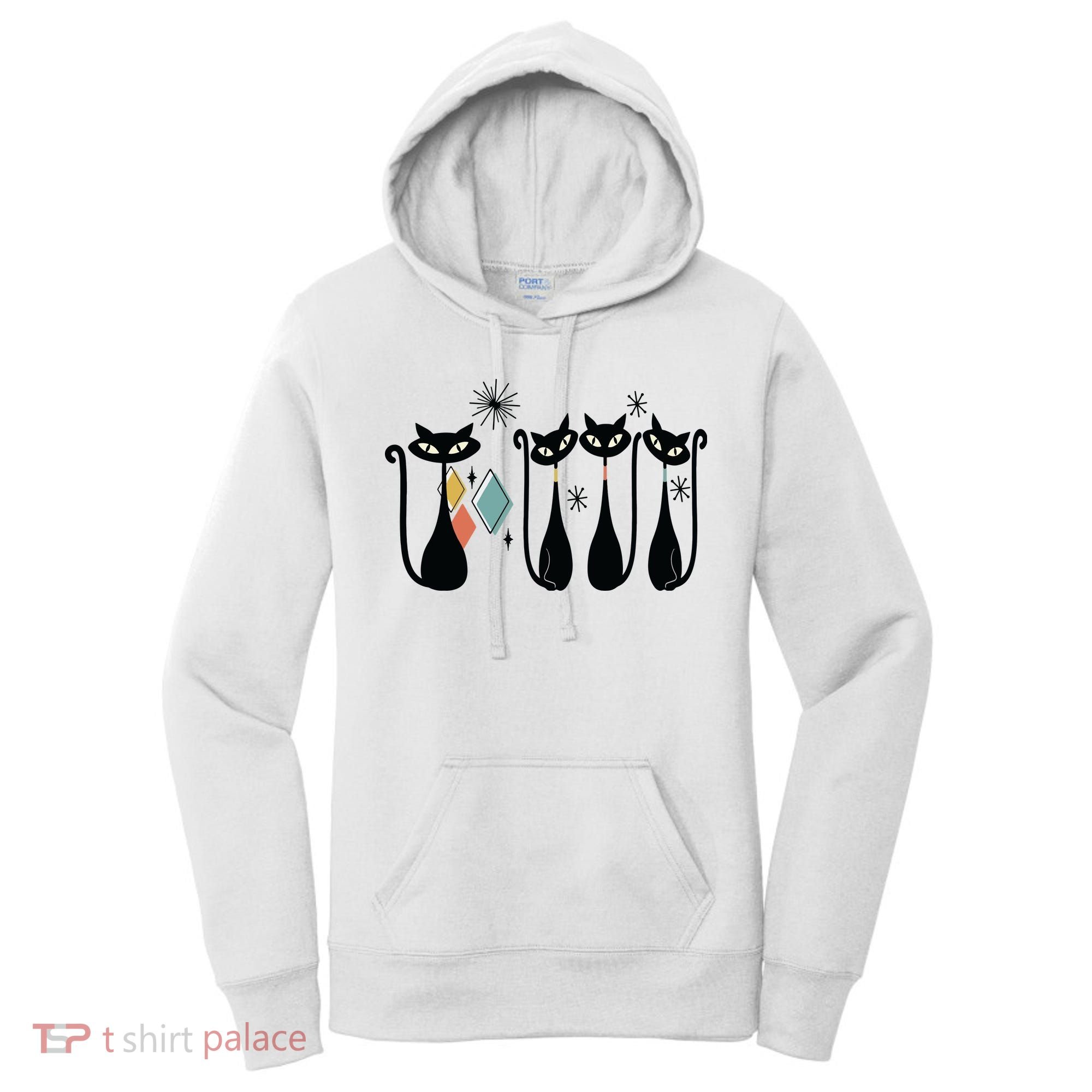 Cat Mid Century Cats 50s Cats Atomic Cats Women's Hoodie