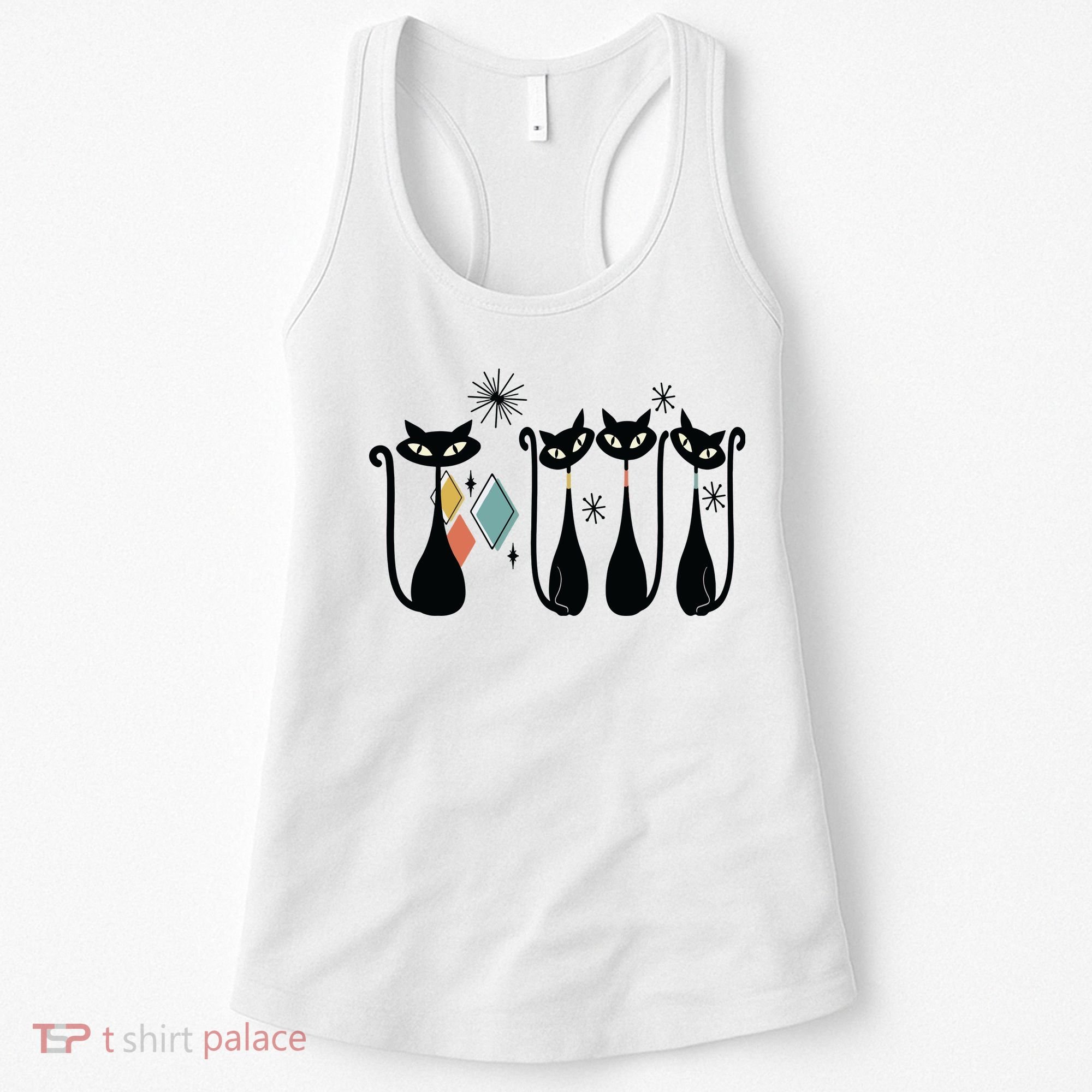 Cat Mid Century Cats 50s Cats Atomic Cats Women's Tank Top