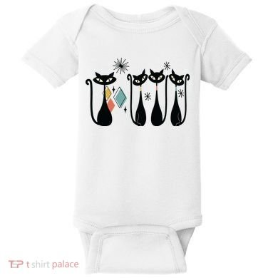 Cat Mid Century Cats 50s Cats Atomic Cats Baby Bodysuit