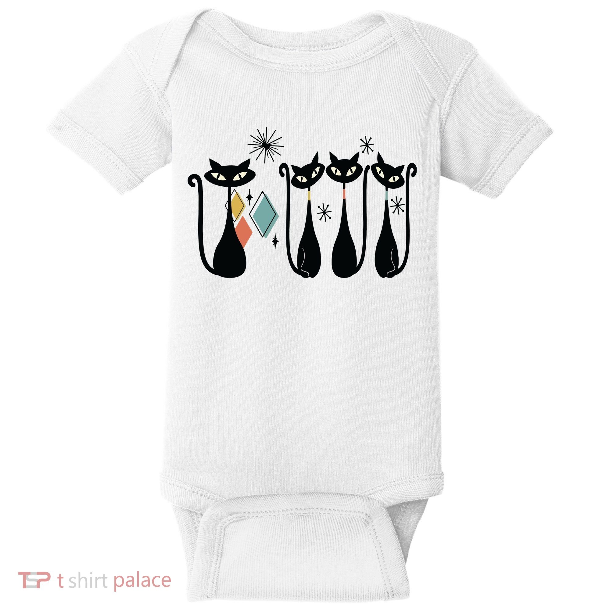 Cat Mid Century Cats 50s Cats Atomic Cats Baby Bodysuit