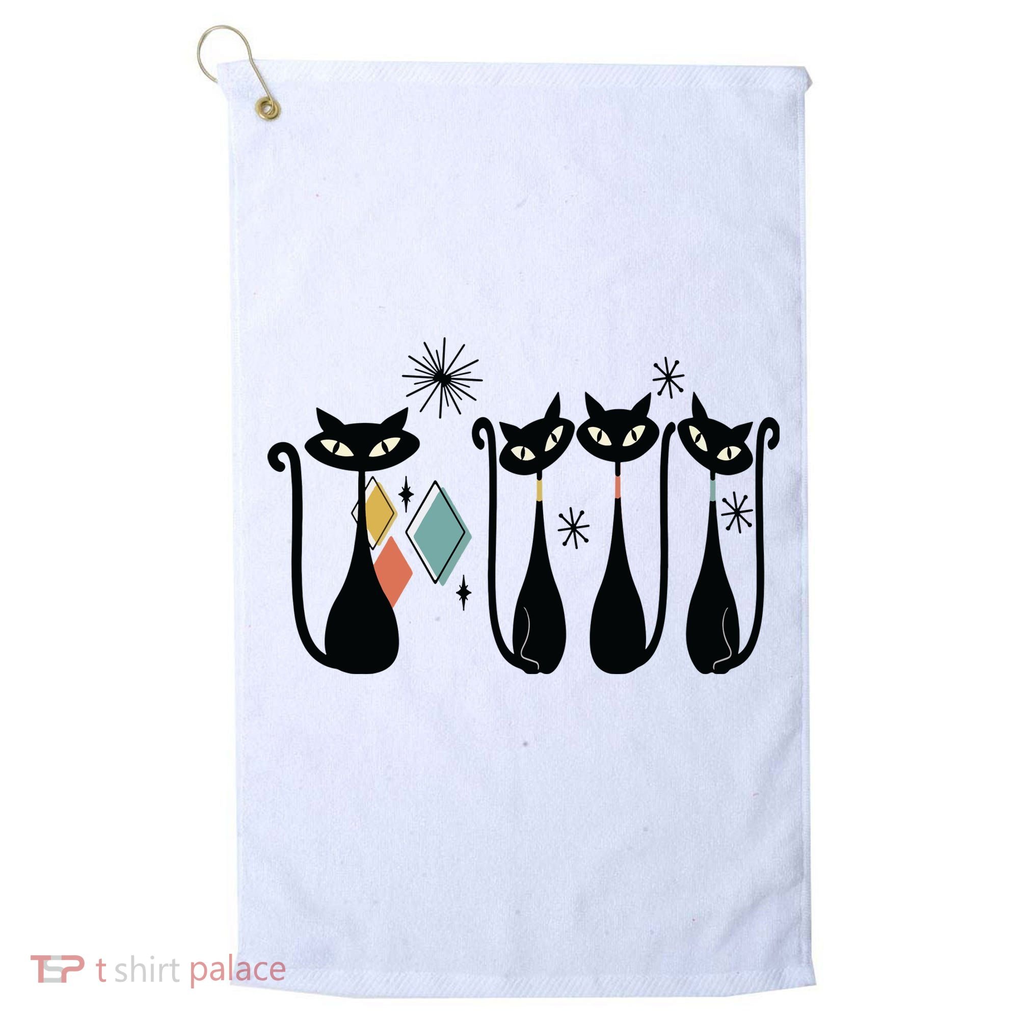 Cat Mid Century Cats 50s Cats Atomic Cats Golf Towel