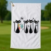 Cat Mid Century Cats 50s Cats Atomic Cats Golf Towel thumb 1