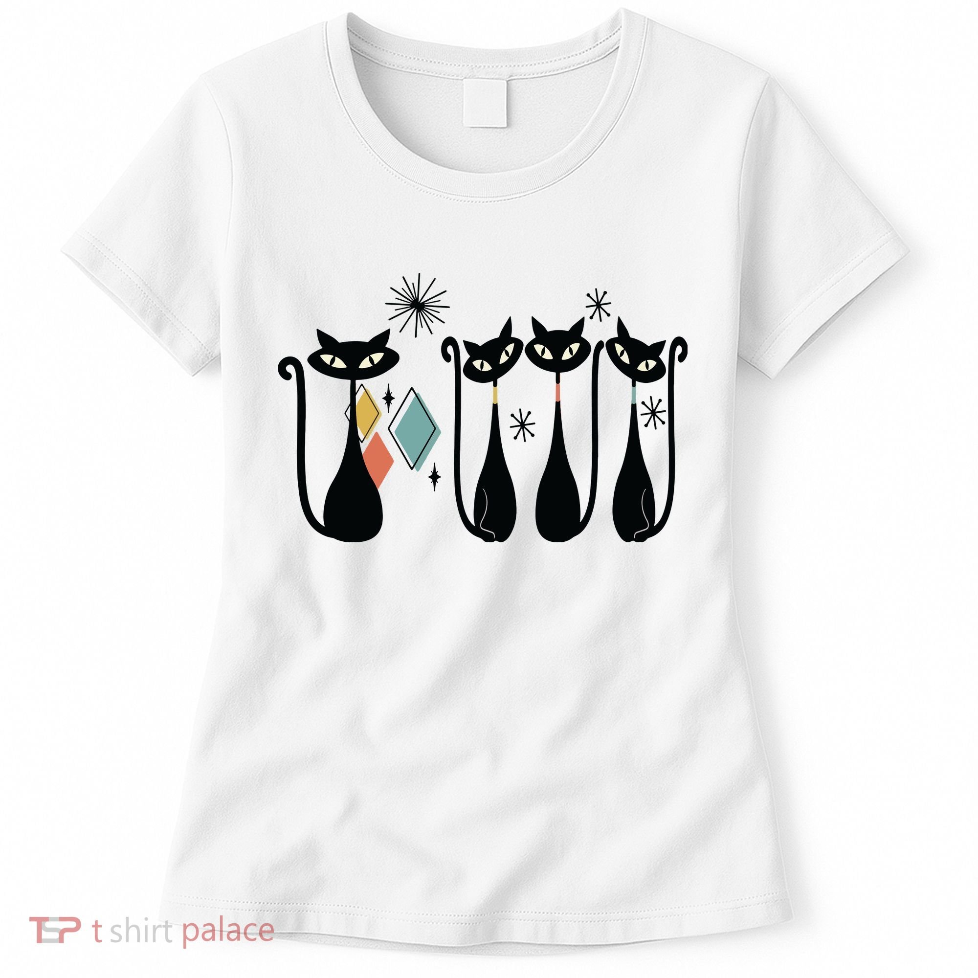 Cat Mid Century Cats 50s Cats Atomic Cats Women's T-Shirt