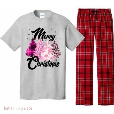 Cute Merry Christmas Pink Pattern Christmas Pine Trees Pajama Set