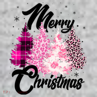 Cute Merry Christmas Pink Pattern Christmas Pine Trees Toddler T-Shirt thumb 2