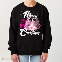 Cute Merry Christmas Pink Pattern Christmas Pine Trees Women's Sweatshirt thumb 0