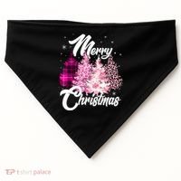 Cute Merry Christmas Pink Pattern Christmas Pine Trees USA-Made Doggie Bandana thumb 0