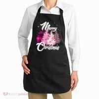 Cute Merry Christmas Pink Pattern Christmas Pine Trees Apron thumb 2