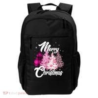 Cute Merry Christmas Pink Pattern Christmas Pine Trees Backpack thumb 0