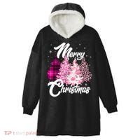 Cute Merry Christmas Pink Pattern Christmas Pine Trees Hooded Wearable Blanket thumb 0
