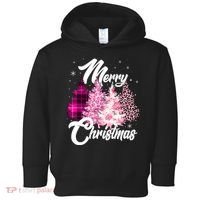 Cute Merry Christmas Pink Pattern Christmas Pine Trees Toddler Hoodie thumb 0