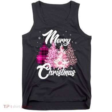 Cute Merry Christmas Pink Pattern Christmas Pine Trees Tank Top