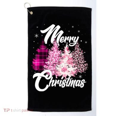 Cute Merry Christmas Pink Pattern Christmas Pine Trees Golf Towel
