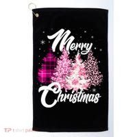 Cute Merry Christmas Pink Pattern Christmas Pine Trees Golf Towel thumb 0