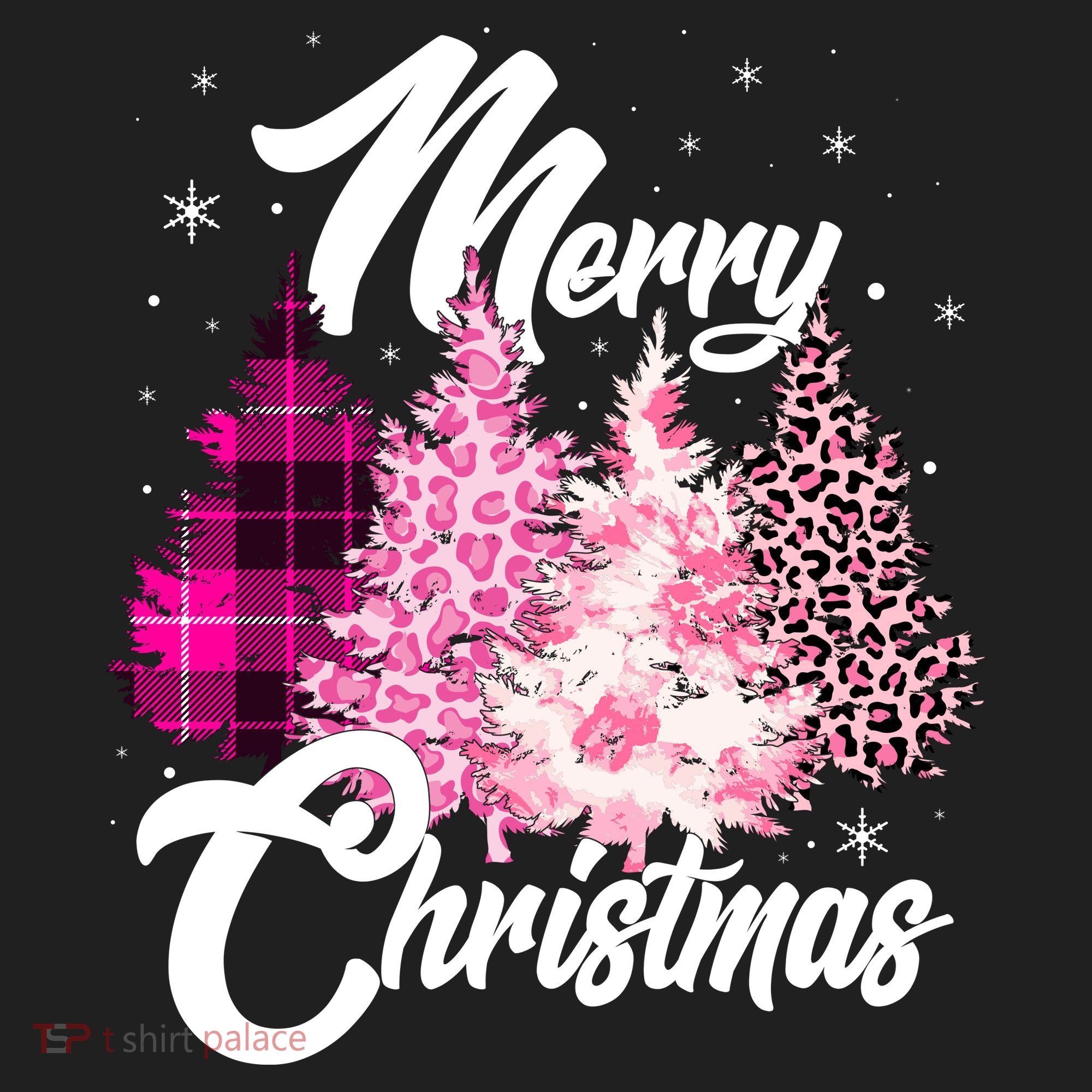 Cute Merry Christmas Pink Pattern Christmas Pine Trees Golf Towel