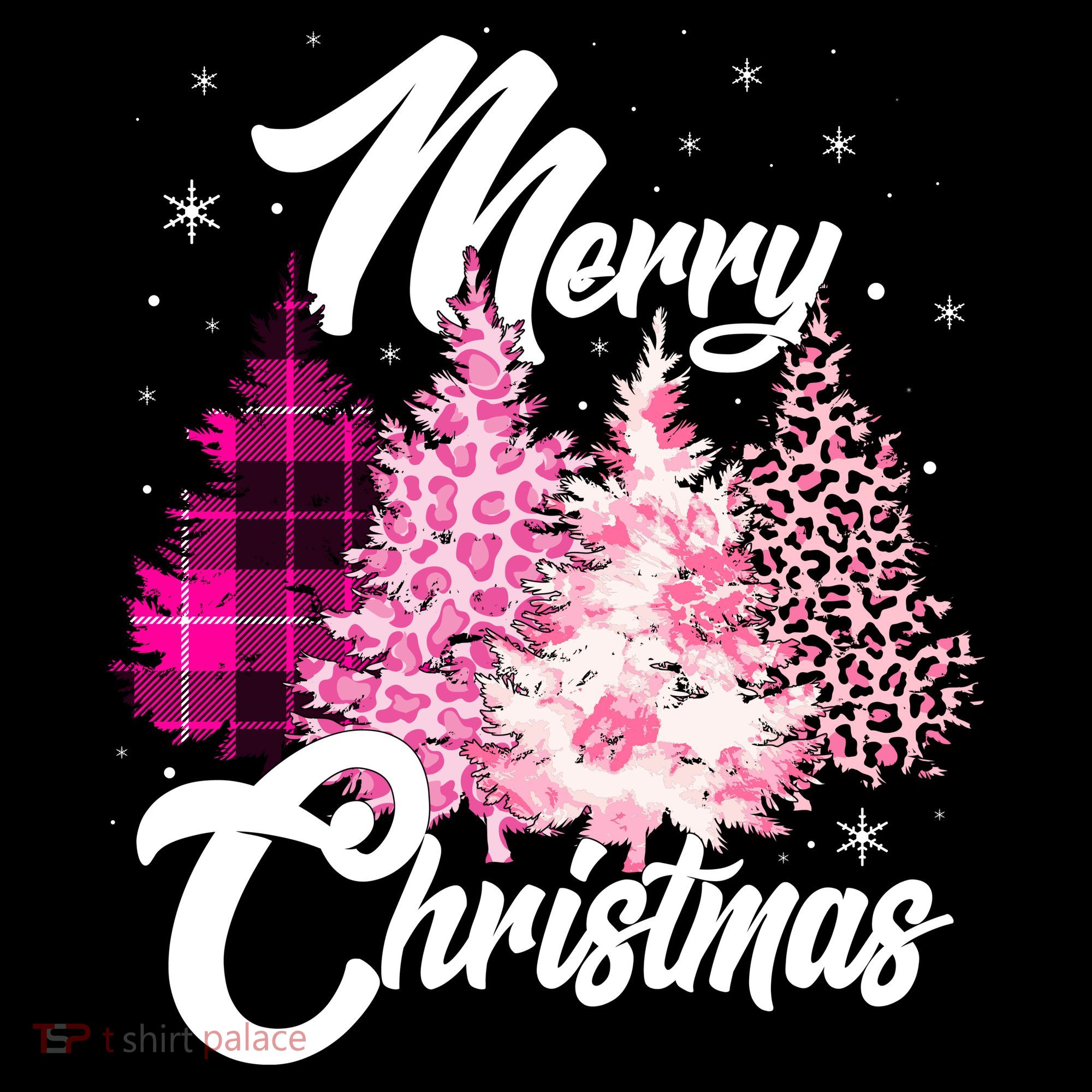 Cute Merry Christmas Pink Pattern Christmas Pine Trees Women's Long Sleeve Shirt