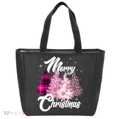 Cute Merry Christmas Pink Pattern Christmas Pine Trees Bag