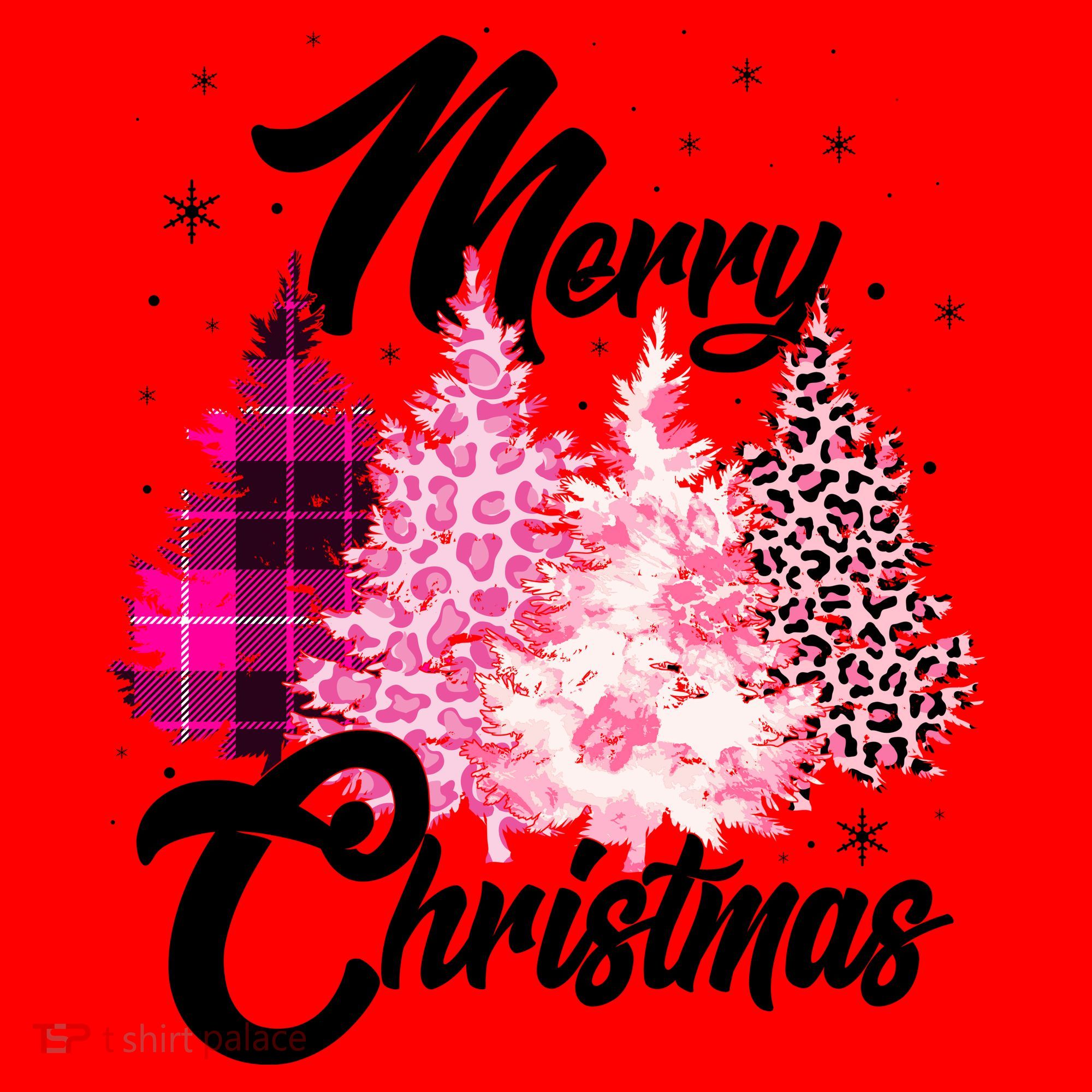 Cute Merry Christmas Pink Pattern Christmas Pine Trees Santa Hat
