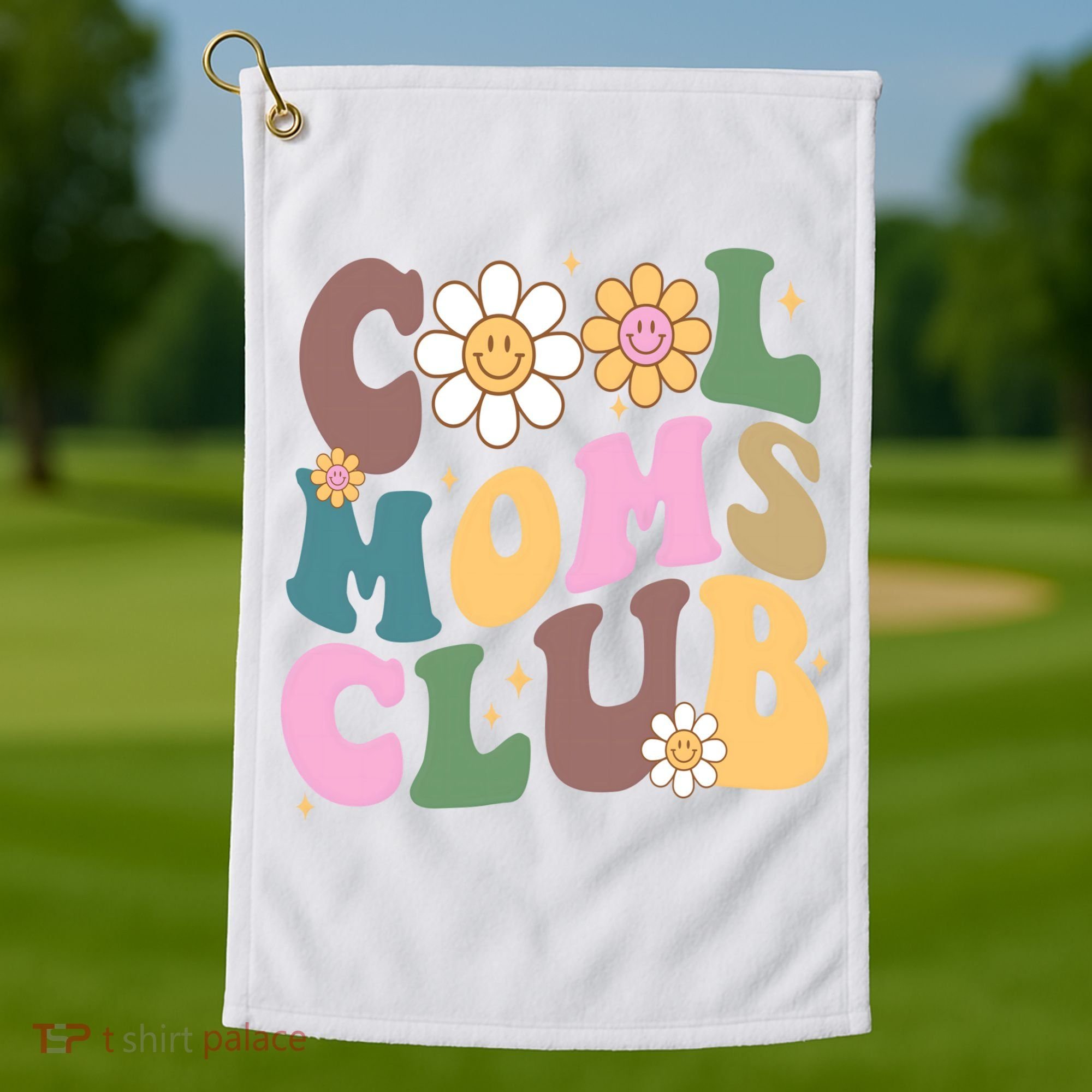 Cool Mom Club Floral Mothers Day Golf Towel