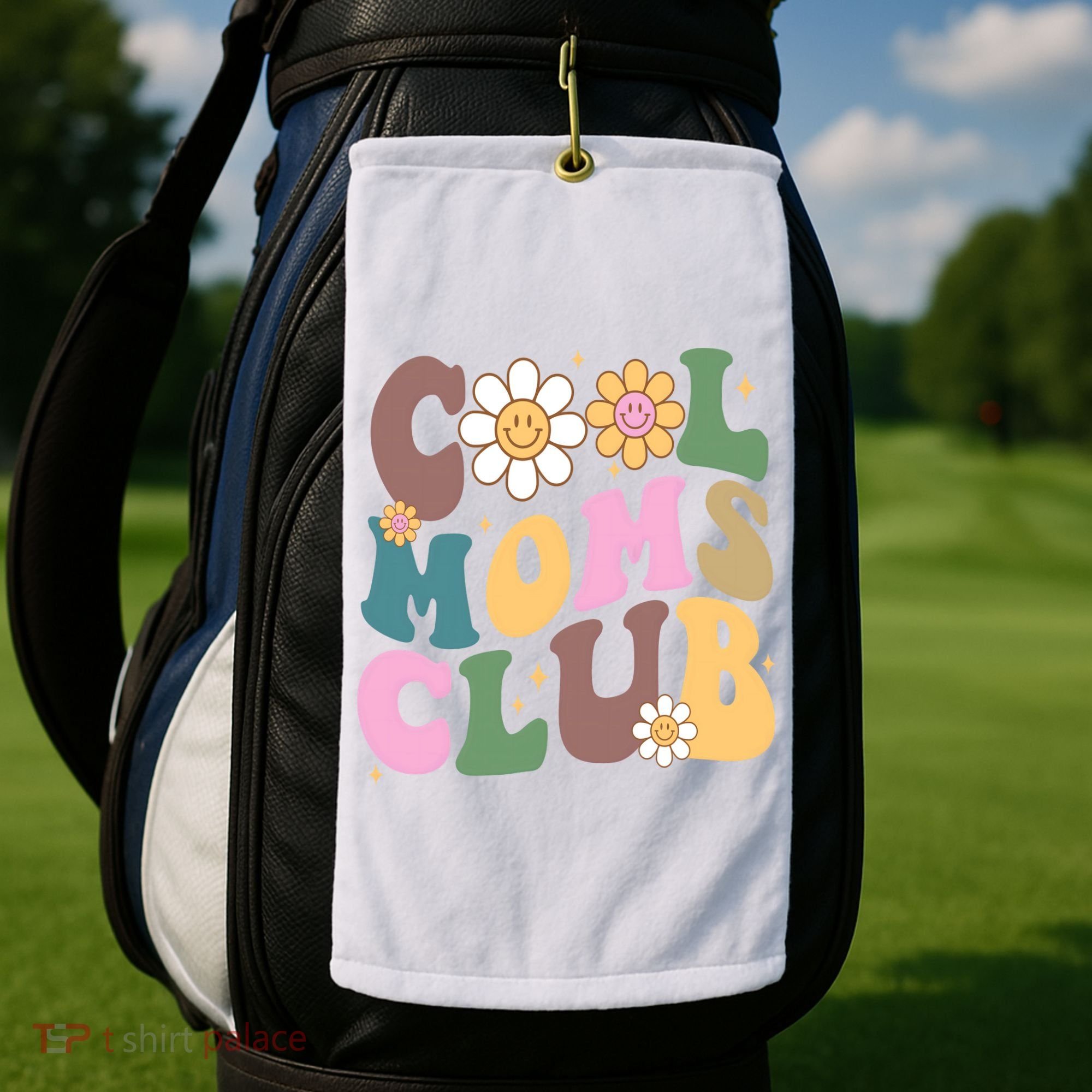 Cool Mom Club Floral Mothers Day Golf Towel