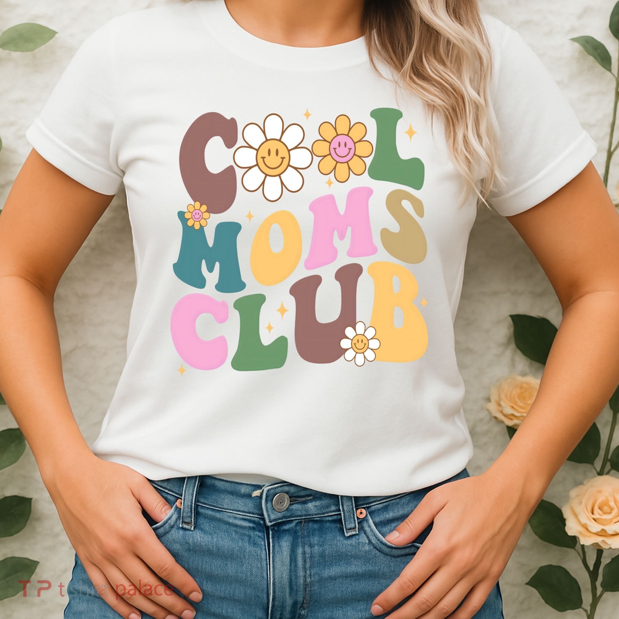 Cool Mom Club Floral Mothers Day Women's T-Shirt