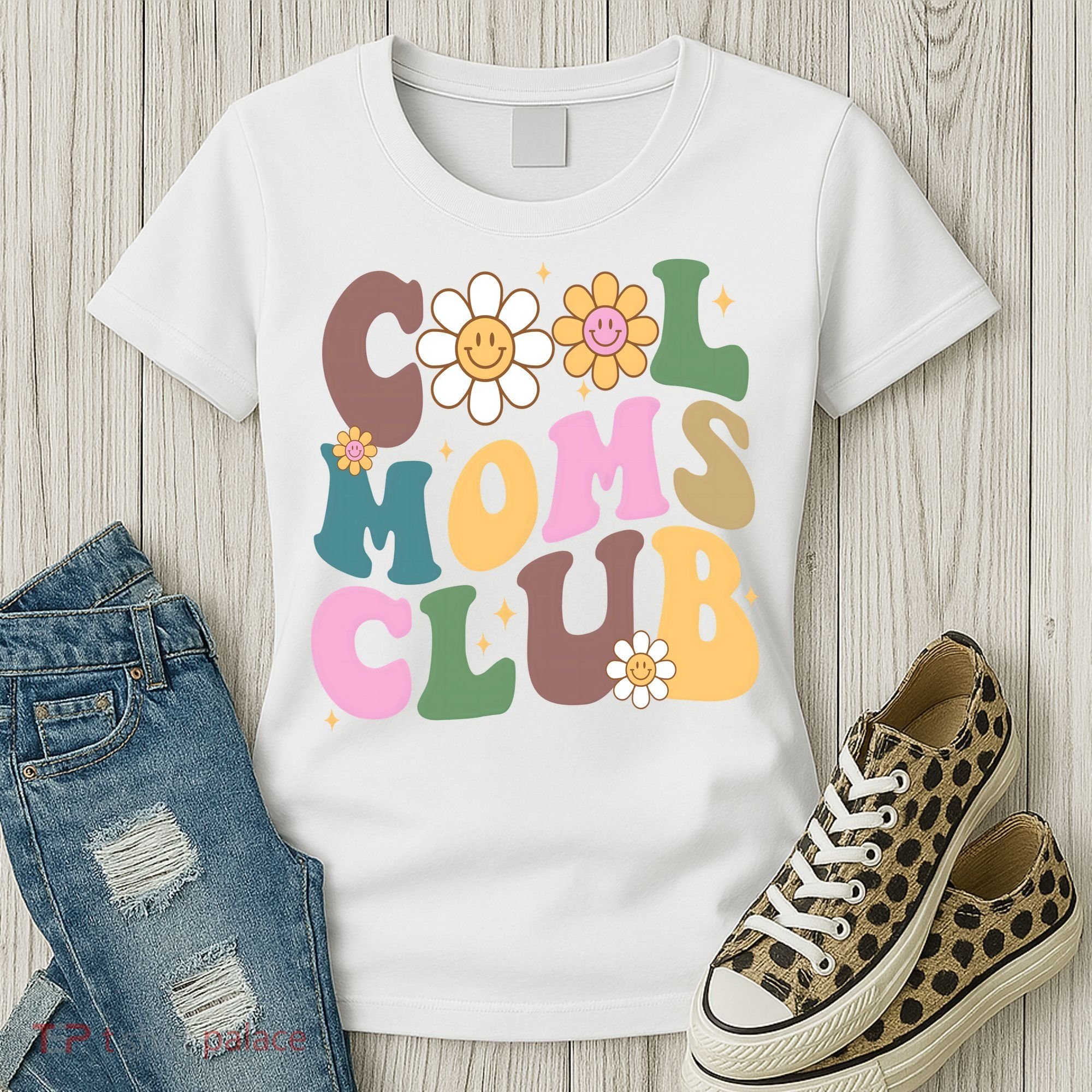 Cool Mom Club Floral Mothers Day Women's T-Shirt