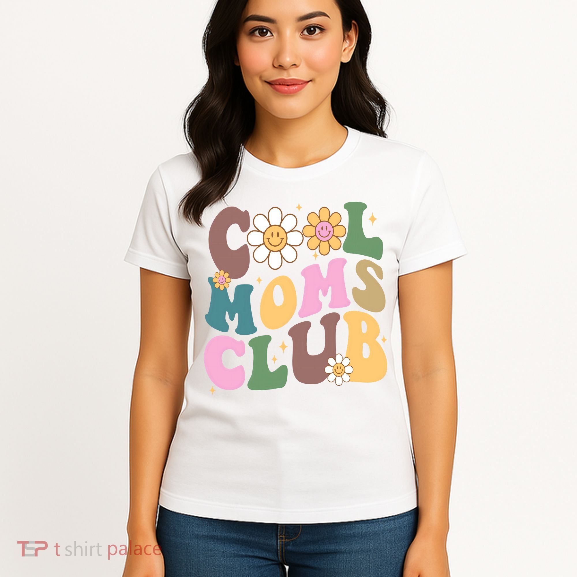 Cool Mom Club Floral Mothers Day Women's T-Shirt