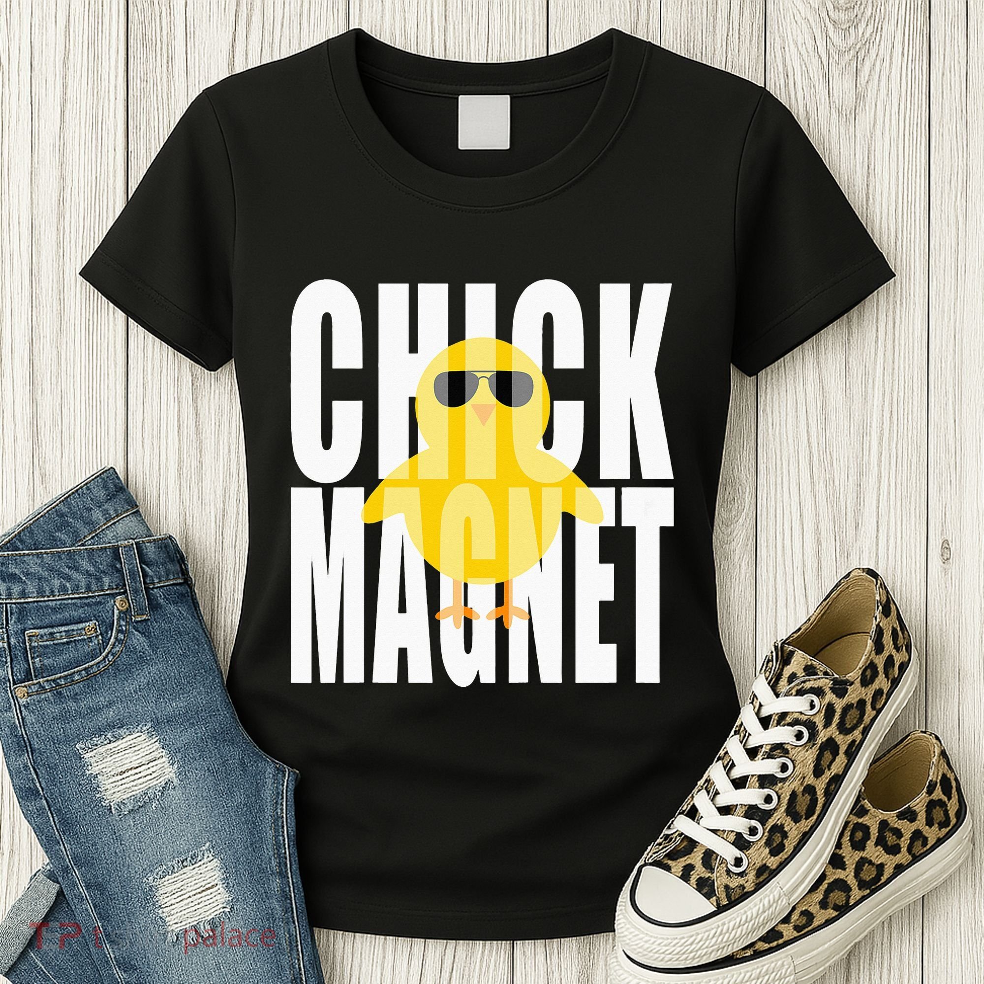 Chick Magnet Cute Easter Baby Chicken Sunglasses Art Women's T-Shirt