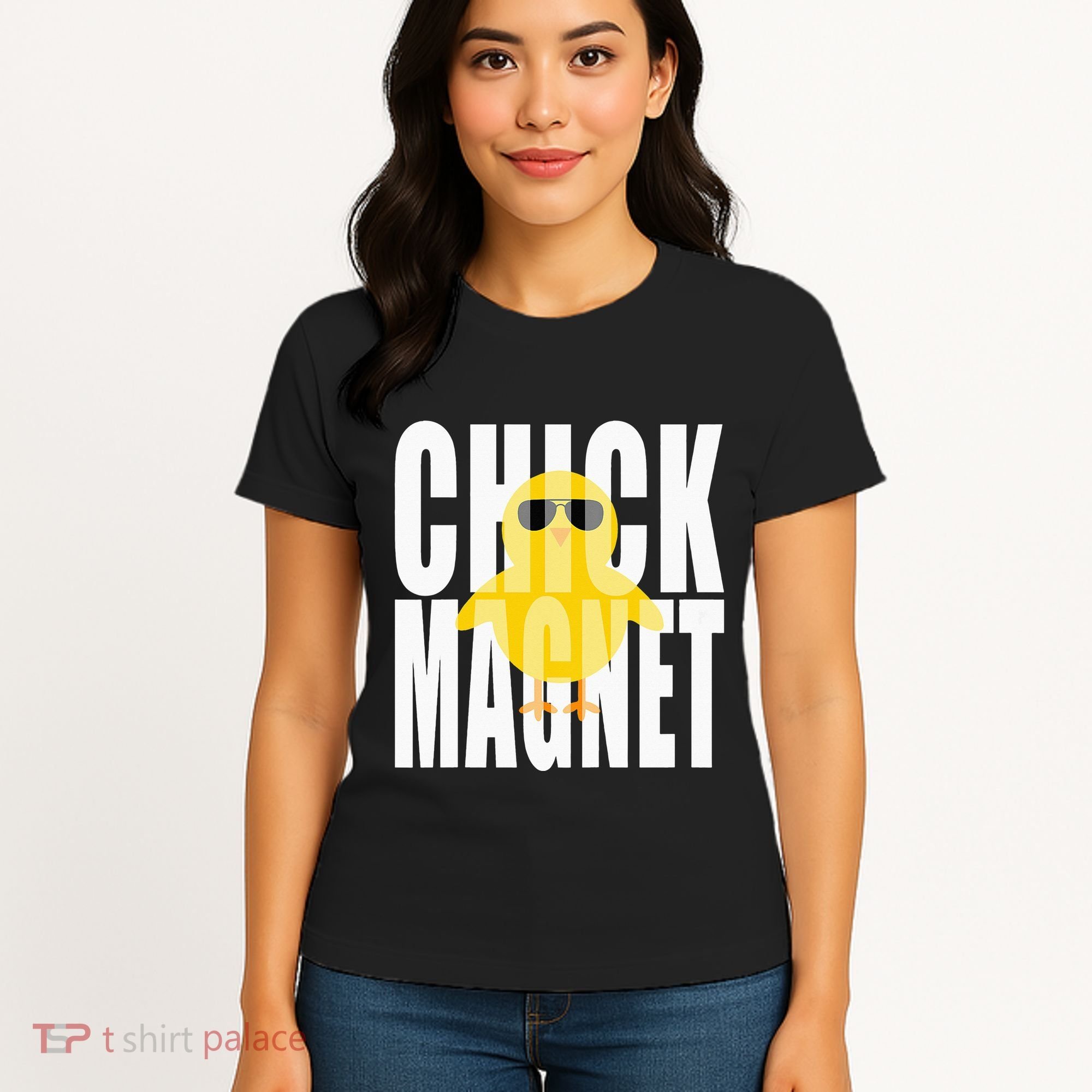 Chick Magnet Cute Easter Baby Chicken Sunglasses Art Women's T-Shirt