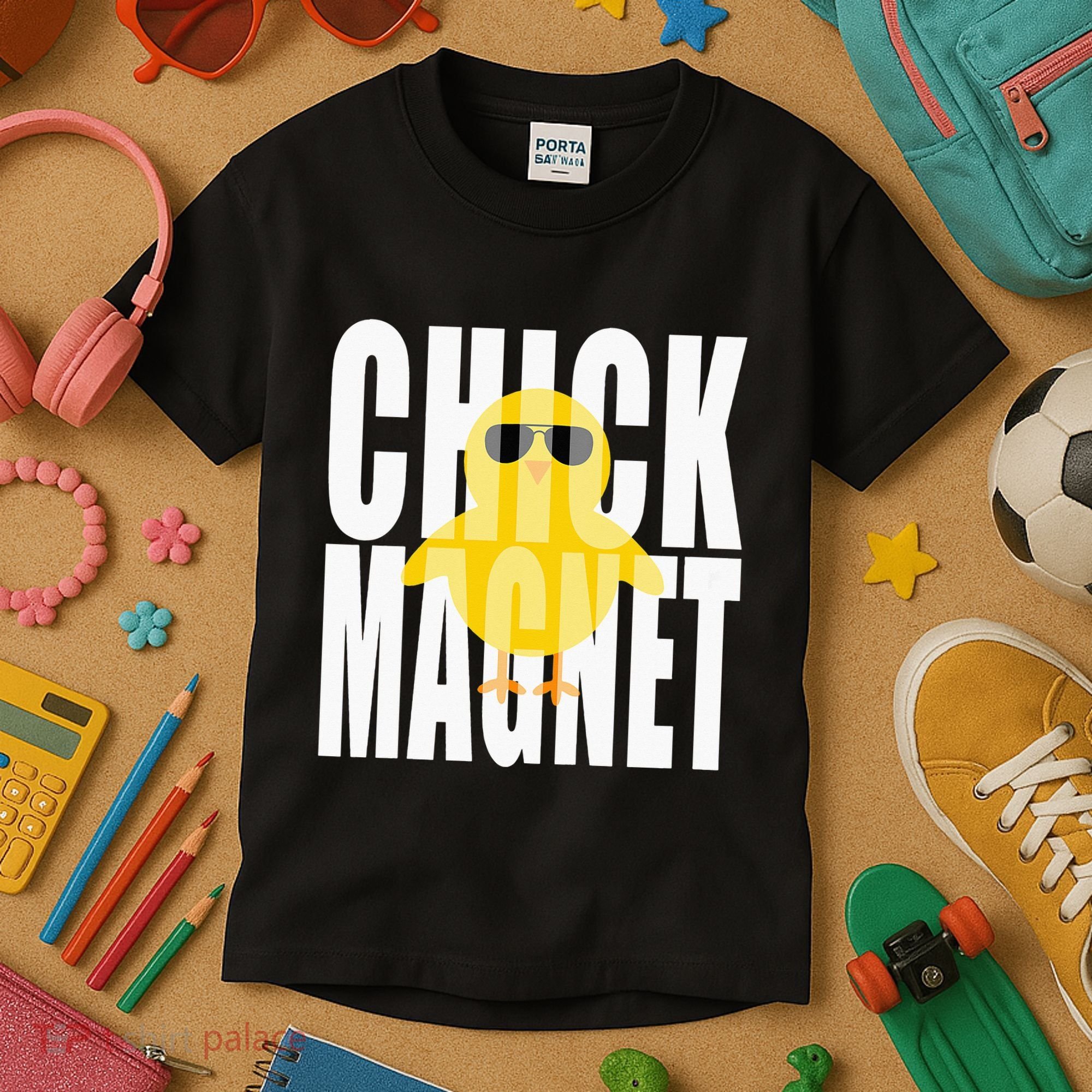 Chick Magnet Cute Easter Baby Chicken Sunglasses Art Kids T-Shirt