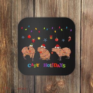 Capybara Merry Christmas Capy Holidays Capybara Christmas Coaster