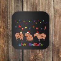 Capybara Merry Christmas Capy Holidays Capybara Christmas Coaster thumb 0