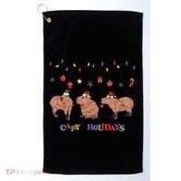 Capybara Merry Christmas Capy Holidays Capybara Christmas Golf Towel thumb 0