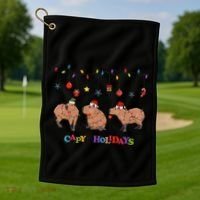 Capybara Merry Christmas Capy Holidays Capybara Christmas Golf Towel thumb 1