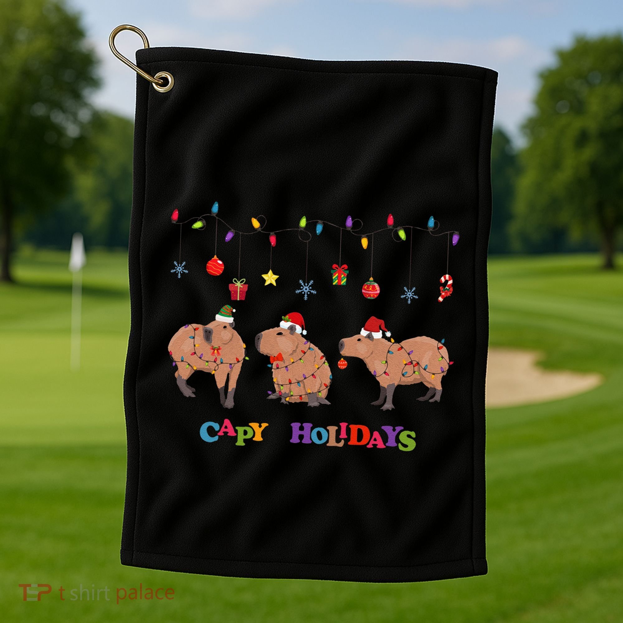 Capybara Merry Christmas Capy Holidays Capybara Christmas Golf Towel