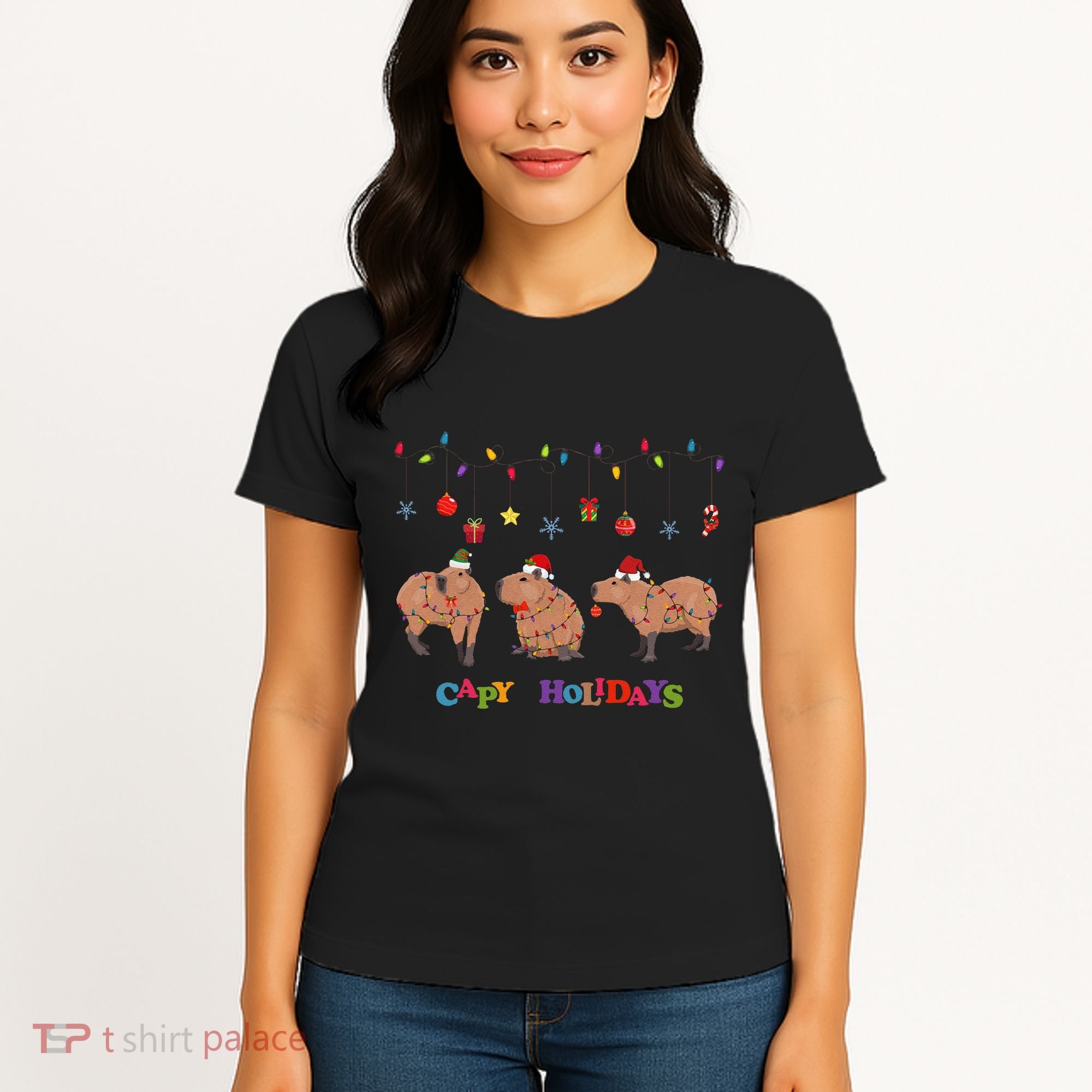Capybara Merry Christmas Capy Holidays Capybara Christmas Women's T-Shirt
