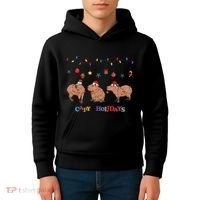 Capybara Merry Christmas Capy Holidays Capybara Christmas Kids Hoodie thumb 4